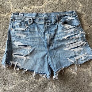 American Eagle Outfitters Light Blue Ripped Jean Shorts